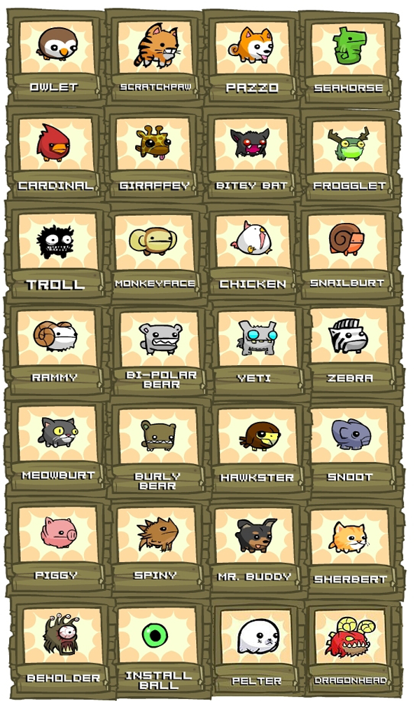 My their list of animal orbs. : r/castlecrashers