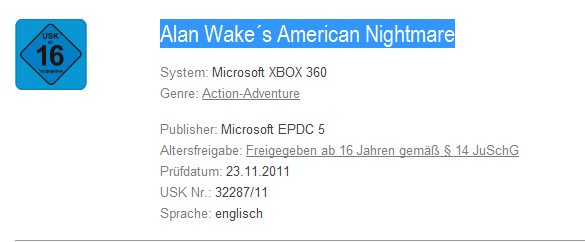 Rumor: Alan Wake XBLA titled Alan Wake’s American Nightmare