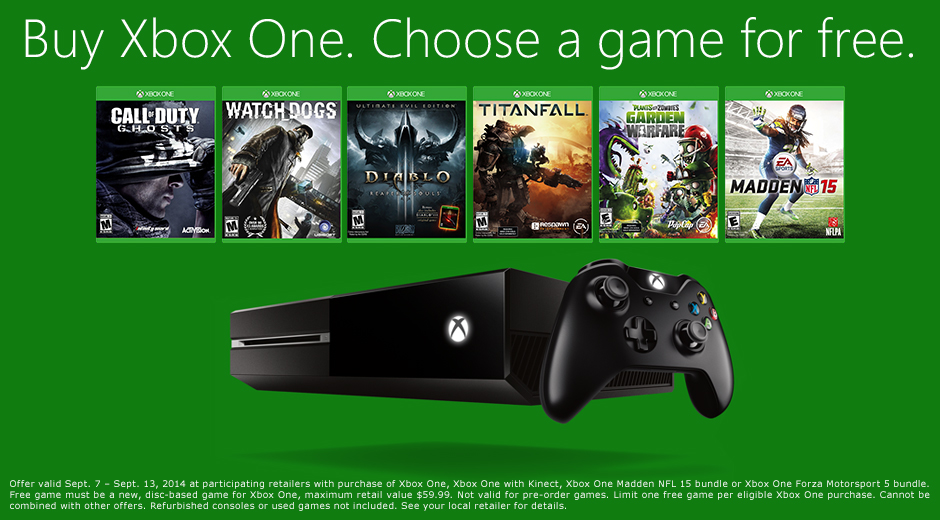 Buy a new Xbox One, get a free game of your choice